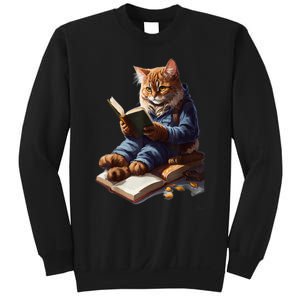 Funny Cats Reading A Book Graphic Cat Kitten Lovers Sweatshirt