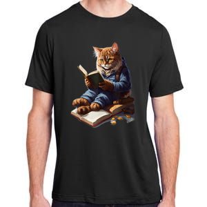 Funny Cats Reading A Book Graphic Cat Kitten Lovers Adult ChromaSoft Performance T-Shirt