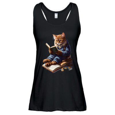 Funny Cats Reading A Book Graphic Cat Kitten Lovers Ladies Essential Flowy Tank