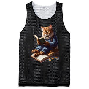 Funny Cats Reading A Book Graphic Cat Kitten Lovers Mesh Reversible Basketball Jersey Tank