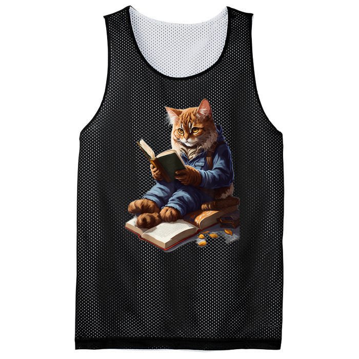 Funny Cats Reading A Book Graphic Cat Kitten Lovers Mesh Reversible Basketball Jersey Tank