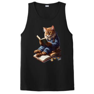 Funny Cats Reading A Book Graphic Cat Kitten Lovers PosiCharge Competitor Tank