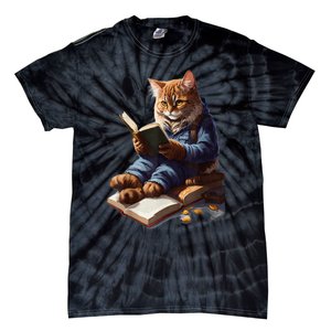 Funny Cats Reading A Book Graphic Cat Kitten Lovers Tie-Dye T-Shirt