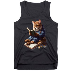 Funny Cats Reading A Book Graphic Cat Kitten Lovers Tank Top