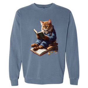 Funny Cats Reading A Book Graphic Cat Kitten Lovers Garment-Dyed Sweatshirt