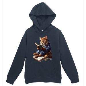 Funny Cats Reading A Book Graphic Cat Kitten Lovers Urban Pullover Hoodie