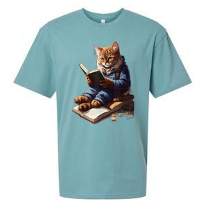 Funny Cats Reading A Book Graphic Cat Kitten Lovers Sueded Cloud Jersey T-Shirt