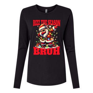 Funny Christmas Rizzmas Santa Xmas Rizz The Season Bruh Gift Womens Cotton Relaxed Long Sleeve T-Shirt