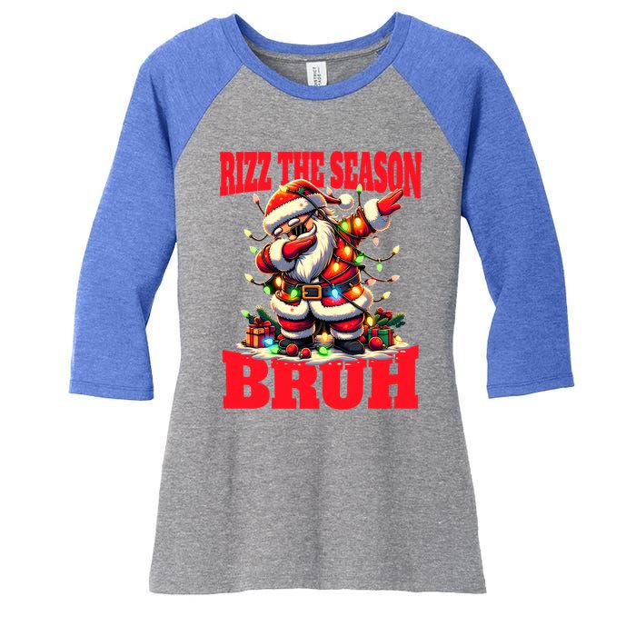 Funny Christmas Rizzmas Santa Xmas Rizz The Season Bruh Gift Women's Tri-Blend 3/4-Sleeve Raglan Shirt