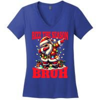 Funny Christmas Rizzmas Santa Xmas Rizz The Season Bruh Gift Women's V-Neck T-Shirt