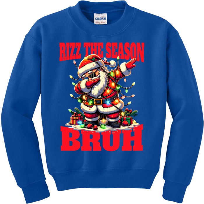 Funny Christmas Rizzmas Santa Xmas Rizz The Season Bruh Gift Kids Sweatshirt