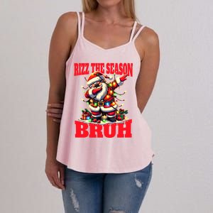 Funny Christmas Rizzmas Santa Xmas Rizz The Season Bruh Gift Women's Strappy Tank