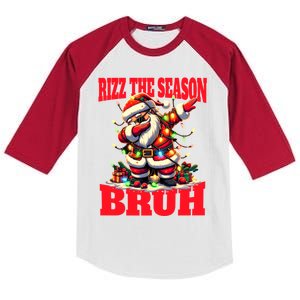 Funny Christmas Rizzmas Santa Xmas Rizz The Season Bruh Gift Kids Colorblock Raglan Jersey