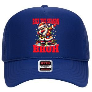 Funny Christmas Rizzmas Santa Xmas Rizz The Season Bruh Gift High Crown Mesh Back Trucker Hat