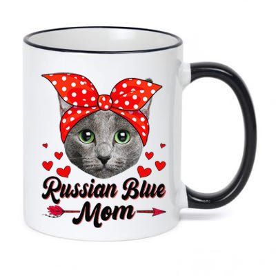 Funny Cute Russian Blue Mom Tee Cat Mom Mothers Day For Funny 11oz Black Color Changing Mug