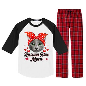 Funny Cute Russian Blue Mom Tee Cat Mom Mothers Day For Funny Raglan Sleeve Pajama Set