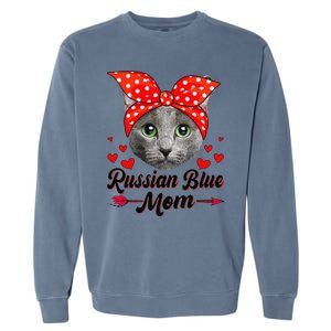 Funny Cute Russian Blue Mom Tee Cat Mom Mothers Day For Funny Garment-Dyed Sweatshirt