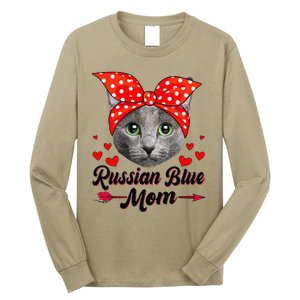 Funny Cute Russian Blue Mom Tee Cat Mom Mothers Day For Funny Long Sleeve Shirt