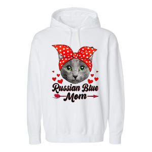 Funny Cute Russian Blue Mom Tee Cat Mom Mothers Day For Funny Garment-Dyed Fleece Hoodie