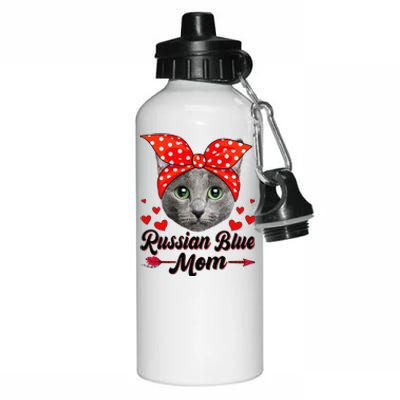 Funny Cute Russian Blue Mom Tee Cat Mom Mothers Day For Funny Aluminum Water Bottle 