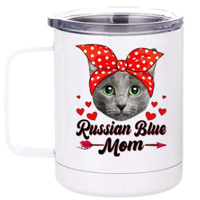 Funny Cute Russian Blue Mom Tee Cat Mom Mothers Day For Funny 12 oz Stainless Steel Tumbler Cup