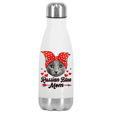 Funny Cute Russian Blue Mom Tee Cat Mom Mothers Day For Funny Stainless Steel Insulated Water Bottle