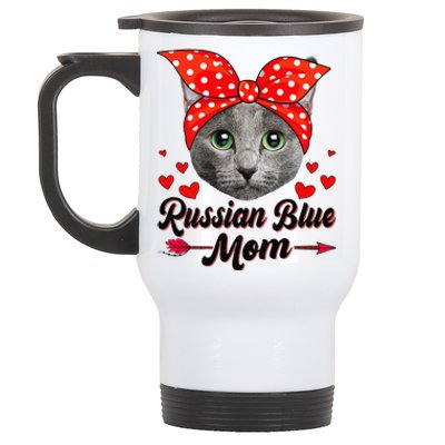 Funny Cute Russian Blue Mom Tee Cat Mom Mothers Day For Funny Stainless Steel Travel Mug