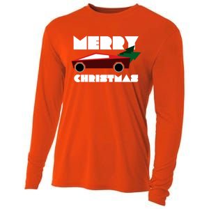 Futuristic Cyber Red Truck Pickup Christmas Tree Cool Gift Cooling Performance Long Sleeve Crew