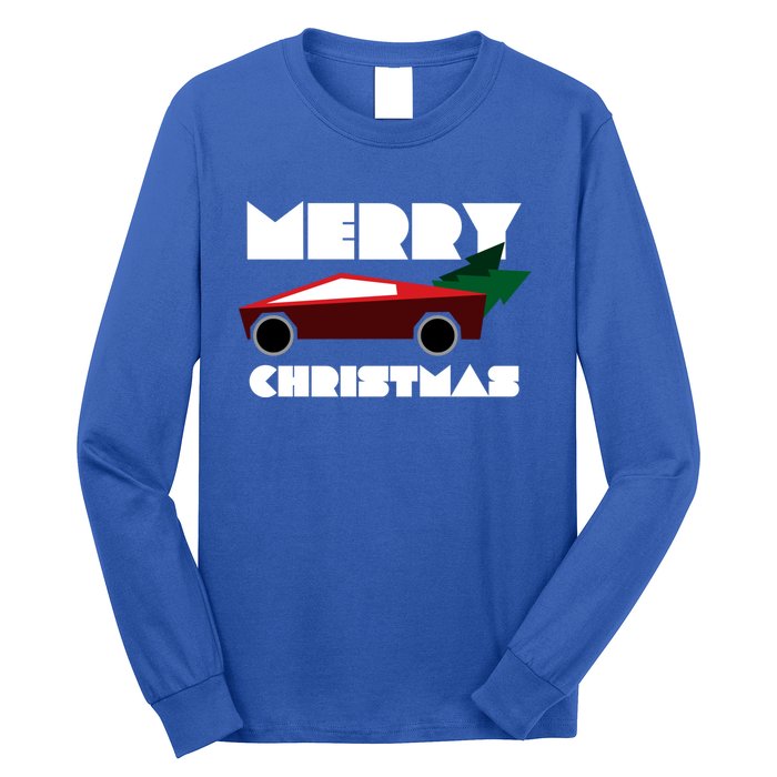 Futuristic Cyber Red Truck Pickup Christmas Tree Cool Gift Long Sleeve Shirt