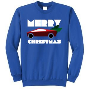 Futuristic Cyber Red Truck Pickup Christmas Tree Cool Gift Sweatshirt