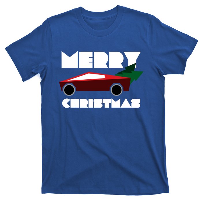 Futuristic Cyber Red Truck Pickup Christmas Tree Cool Gift T-Shirt