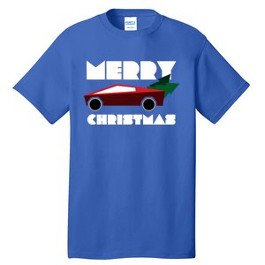 Futuristic Cyber Red Truck Pickup Christmas Tree Cool Gift Tall T-Shirt