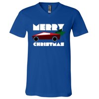 Futuristic Cyber Red Truck Pickup Christmas Tree Cool Gift V-Neck T-Shirt