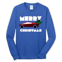 Futuristic Cyber Red Truck Pickup Christmas Tree Cool Gift Tall Long Sleeve T-Shirt