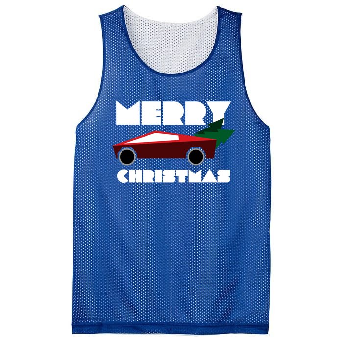 Futuristic Cyber Red Truck Pickup Christmas Tree Cool Gift Mesh Reversible Basketball Jersey Tank