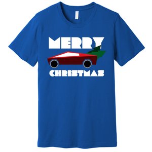 Futuristic Cyber Red Truck Pickup Christmas Tree Cool Gift Premium T-Shirt