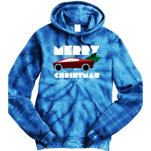 Futuristic Cyber Red Truck Pickup Christmas Tree Cool Gift Tie Dye Hoodie