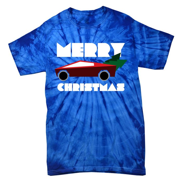 Futuristic Cyber Red Truck Pickup Christmas Tree Cool Gift Tie-Dye T-Shirt