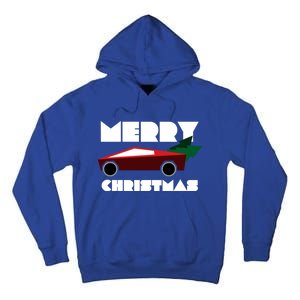 Futuristic Cyber Red Truck Pickup Christmas Tree Cool Gift Tall Hoodie