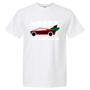 Futuristic Cyber Red Truck Pickup Christmas Tree Cool Gift Garment-Dyed Heavyweight T-Shirt