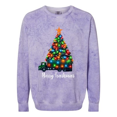 Funny Christmas Recycling Garbage Truck Lover Merry Trashmas Gift Colorblast Crewneck Sweatshirt