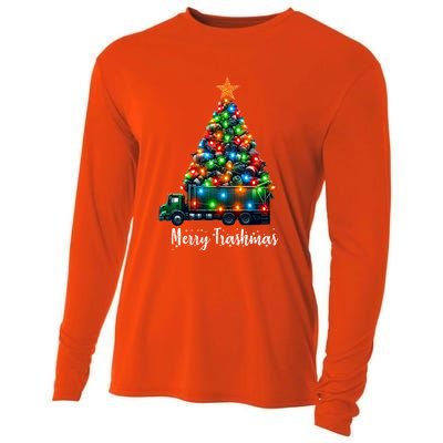 Funny Christmas Recycling Garbage Truck Lover Merry Trashmas Gift Cooling Performance Long Sleeve Crew