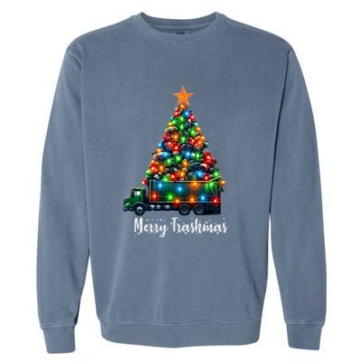 Funny Christmas Recycling Garbage Truck Lover Merry Trashmas Gift Garment-Dyed Sweatshirt