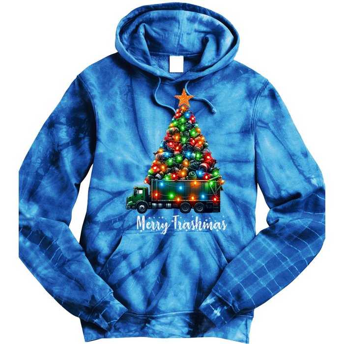 Funny Christmas Recycling Garbage Truck Lover Merry Trashmas Gift Tie Dye Hoodie