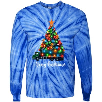 Funny Christmas Recycling Garbage Truck Lover Merry Trashmas Gift Tie-Dye Long Sleeve Shirt