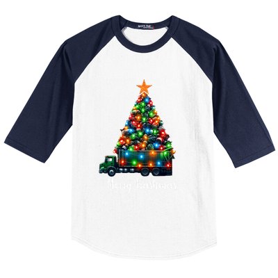 Funny Christmas Recycling Garbage Truck Lover Merry Trashmas Gift Baseball Sleeve Shirt