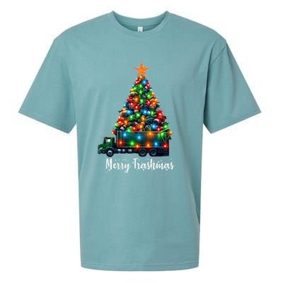 Funny Christmas Recycling Garbage Truck Lover Merry Trashmas Gift Sueded Cloud Jersey T-Shirt