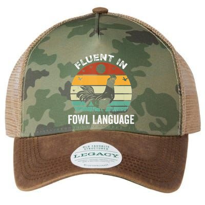 Funny Chicken Retro Vintage I’M Fluent In Fowl Language Legacy Tie Dye Trucker Hat