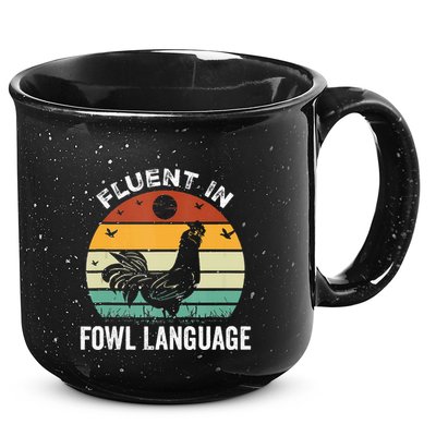 Funny Chicken Retro Vintage I’M Fluent In Fowl Language 15oz Campfire Ceramic Mug