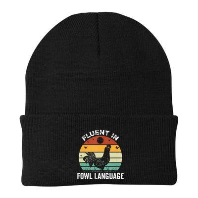 Funny Chicken Retro Vintage I’M Fluent In Fowl Language Beanie